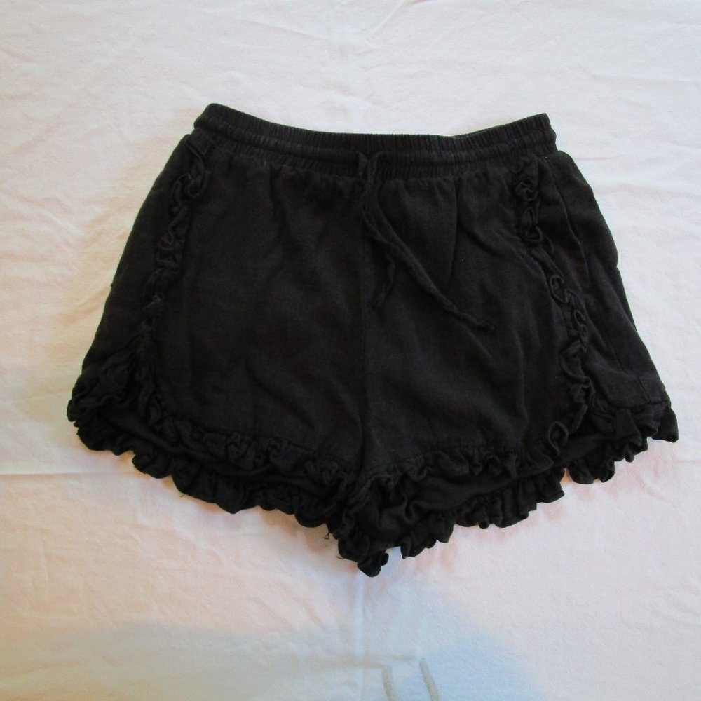 Black Ruffle Soft Shorts - Picture 2 of 3